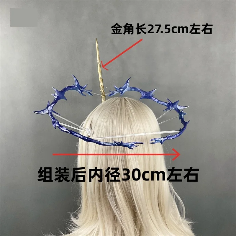 Wuthering ondas cartethyia cosplay headwear acessórios chifres longos ângulo equipamento de cocar anime modelo prop comic-con