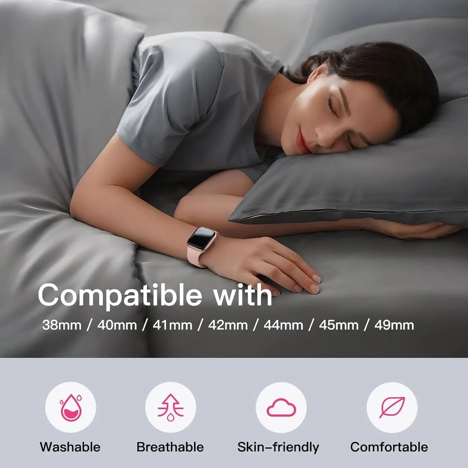 Apple Watch 밴드 용 실리콘 스트랩 44mm 40mm 45mm 41mm 42mm ... - 1