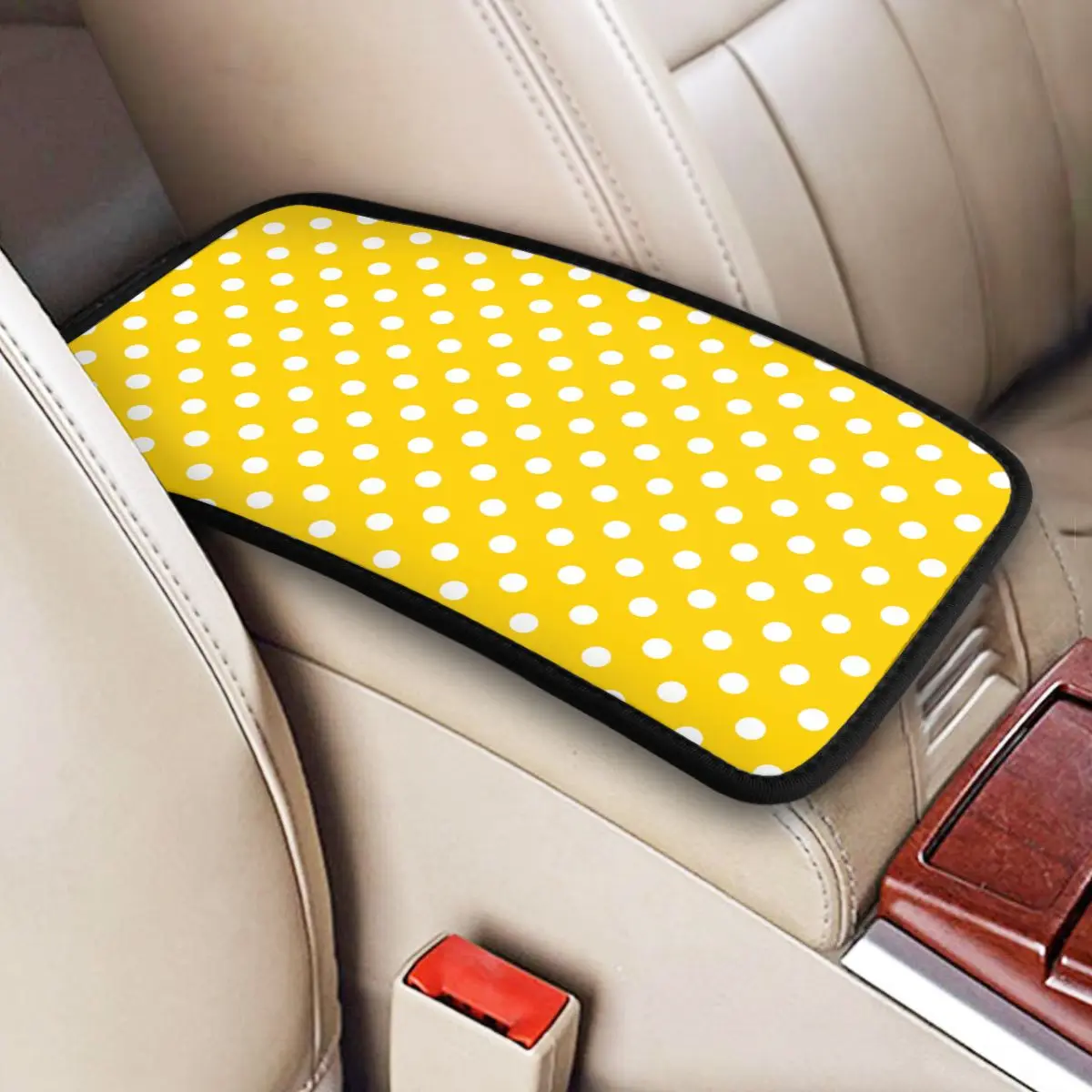 Polka Dot Classic Plaid Center Console Cover Pad for Universal Cars Car Accessories Armrest Cover Mat Leather