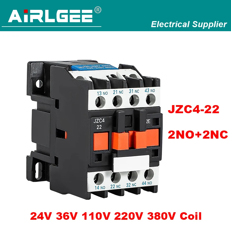 

JZC4-22 AC24/36/110/220/380V Coil 50/60Hz Coil 20A 3P 3 Pole 2NO 2NC AC Contactor Middle Relay