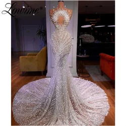 2024 Haute Couture Long Dubai Luxury Evening Dress Pearls Beading Mermaid Celebrity Dresses Robes De Soirée Wedding Dress Party