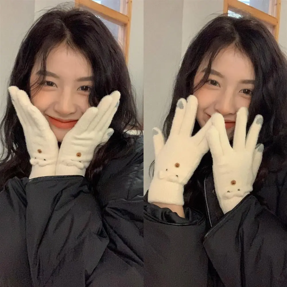 

Candy Color Knitting Gloves Five Finger Touch Screen Full Finger Mittens Warm Korean Style Cycling Driving Gloves Girls