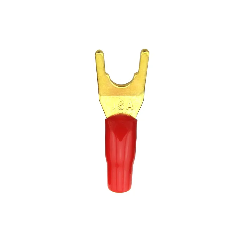 20 piezas/10 pares de conectores de banana en forma de Y y U, enchufes de horquilla dorados sin soldadura para altavoces 5