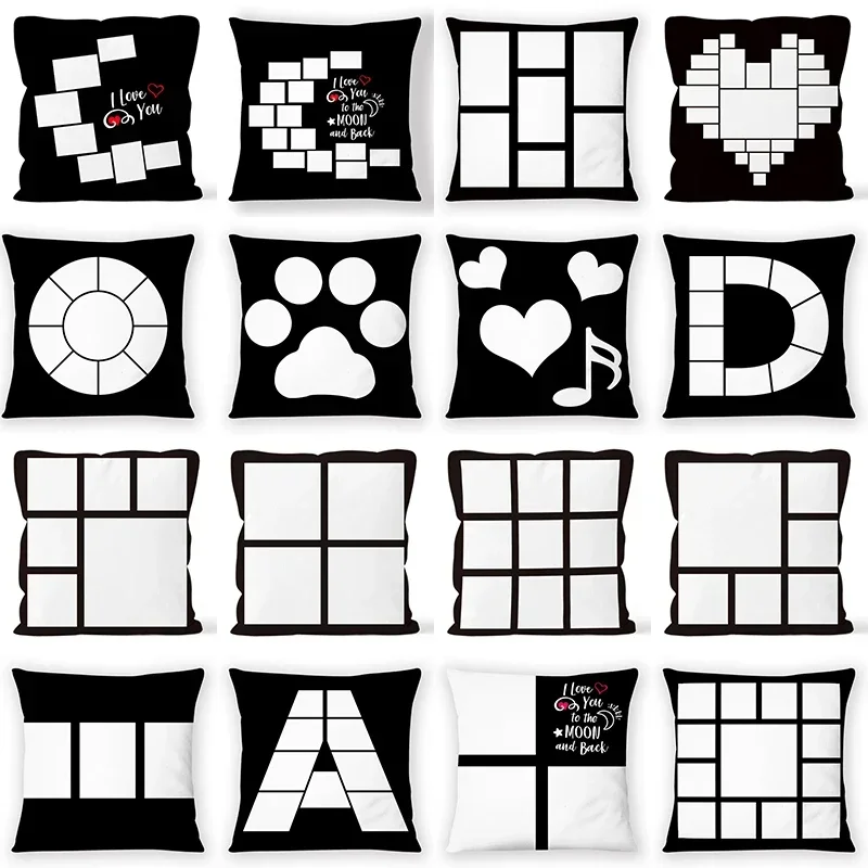 

Fashionable black and white plaid pillowcase cat paw letter print pillowcase sofa cushion cover home bedroom room decoration