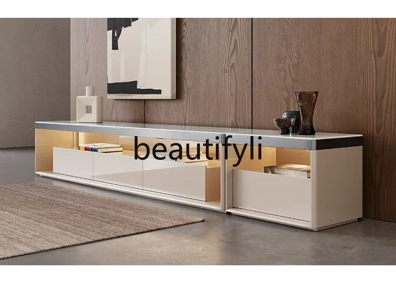 

LJYItalian natural luxury stone TV cabinet coffee table light luxury simplicity high sense designer new