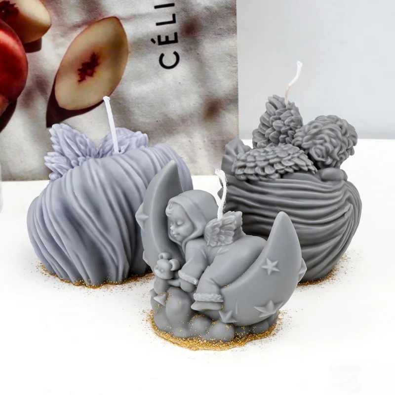 لطيف أجنحة الورد الملاك على شكل سيليكون شمعة قوالب ثلاثية الأبعاد الكروب SleepMoon تصميم لتقوم بها بنفسك قذيفة الحلزون الملاك الراتنج قالب رائحة ديكور المنزل