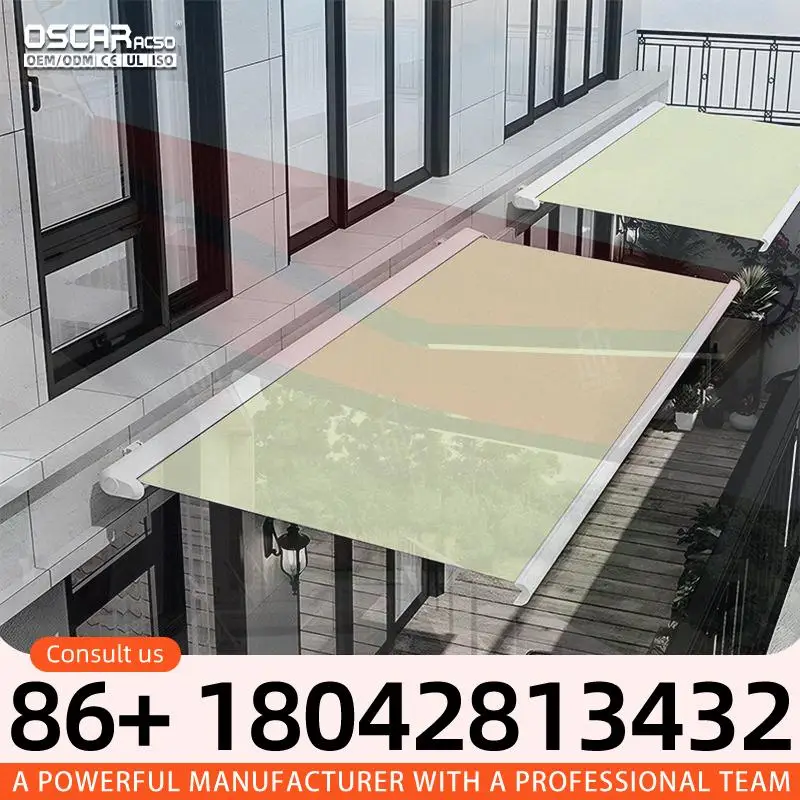 Motorized  Remote Control Polyester Outdoor Canopy for Villa Balcony Garden Retractable Awning