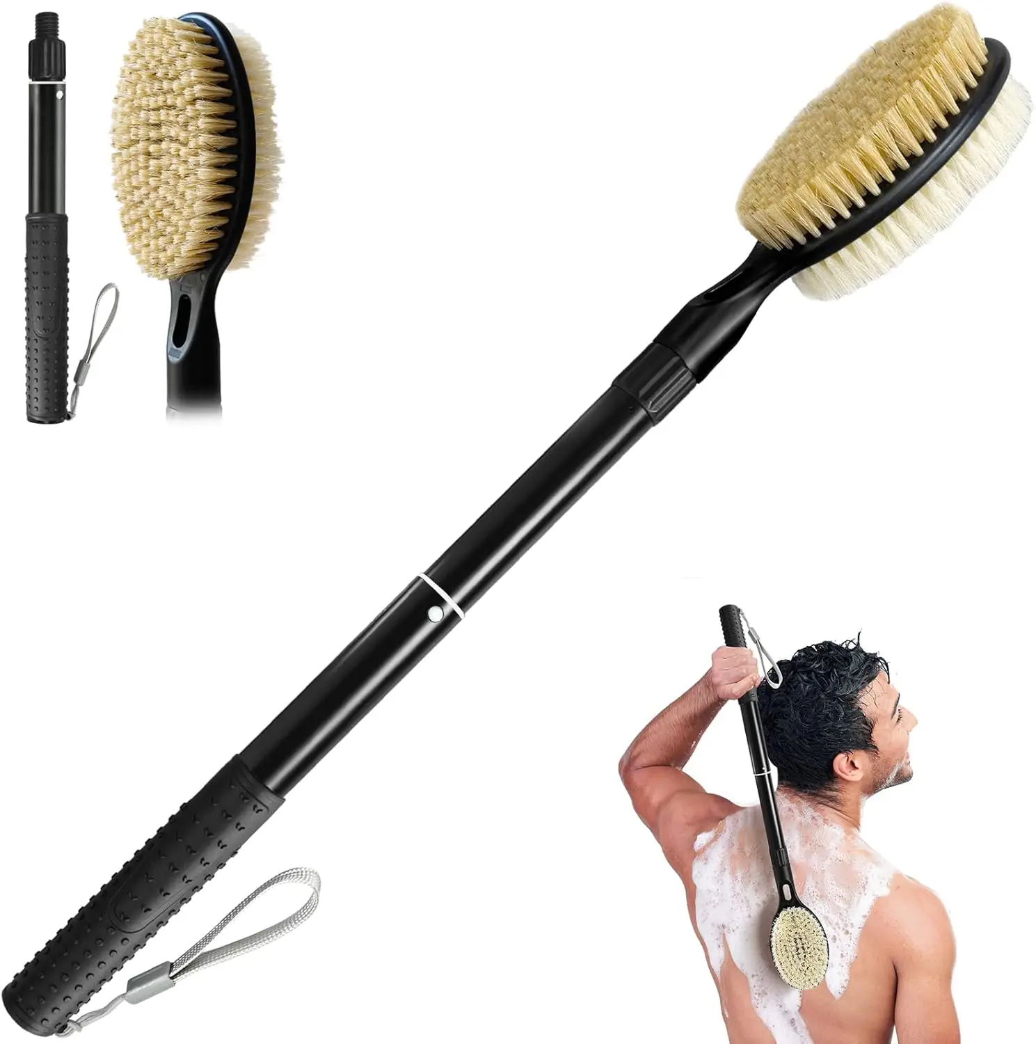 

Back Scrubber for Shower, 17.52' - 25.6' Detachable Bath Brush, Back Scrubber, Exfoliation and