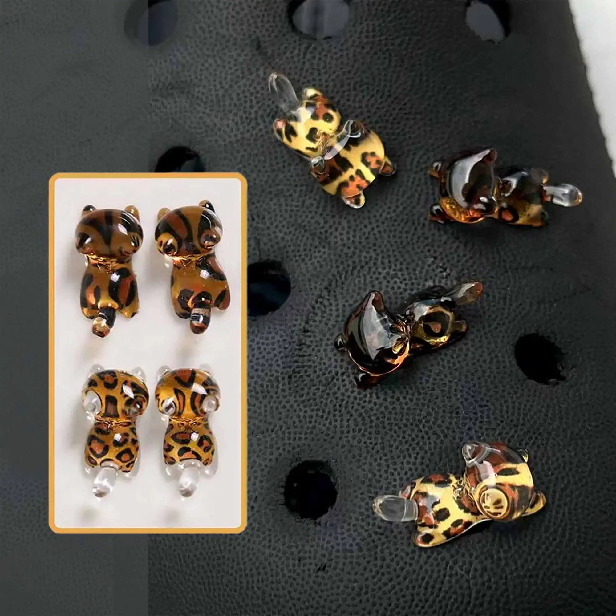 

3D Mini Cute Leopard Kitten Cat Shoe Charms for Crocs Pearl Garden Sandals Decorations Clogs Pins Slipper Accessories Girl Gift