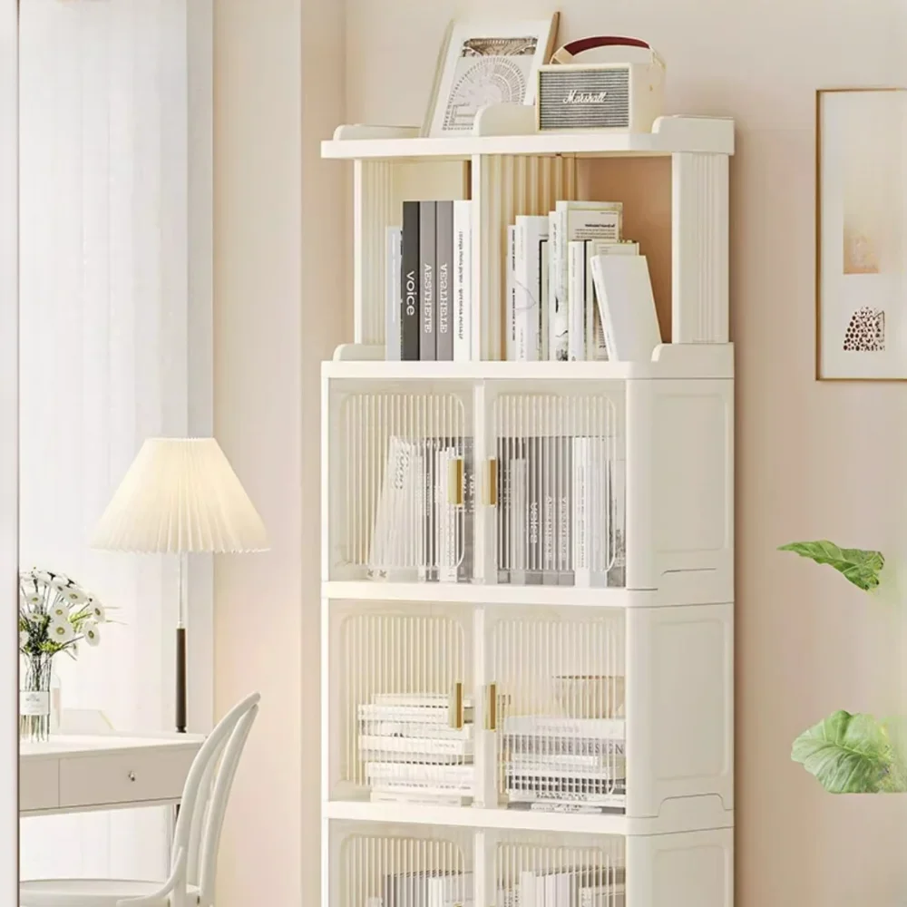 Transparent Bookcase Floor Storage Cabinet Multi-Function Book Cabinet Living Room Bedroom Dust Prevention Wall Storage Shelf