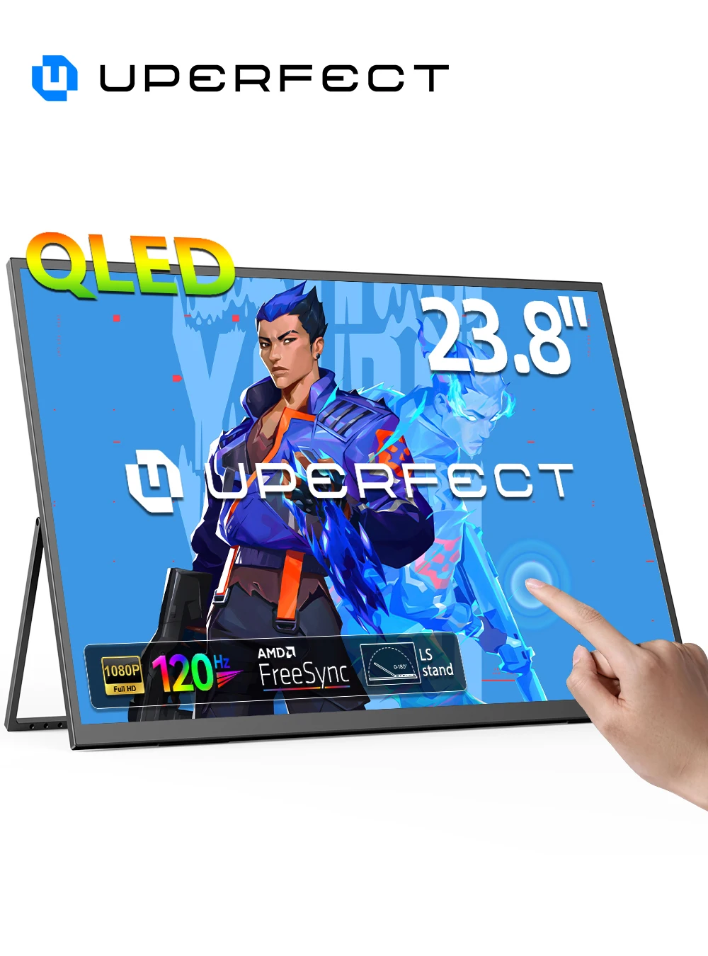 UPERFECT 23.8” Touchscreen Large Computer IPS Display With Stand 120Hz Desktop Monitor For XBox Switch PS5 Gaming Extend Screen