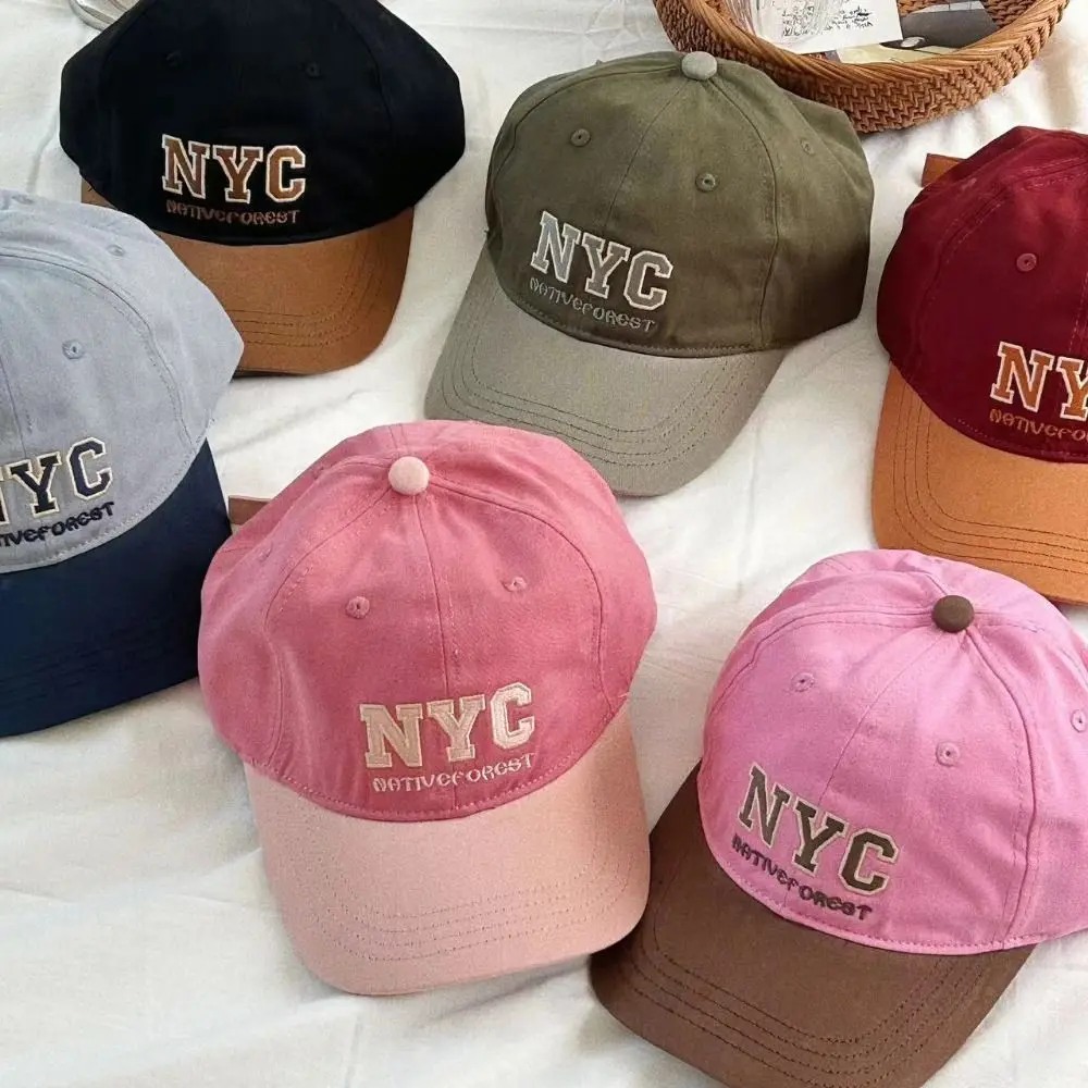 

Cotton Sports Baseball Cap Letters Patchwork Color Vintage Duck Tongue Cap Comfortable Versatile Outdoor Letters Baseball Hat