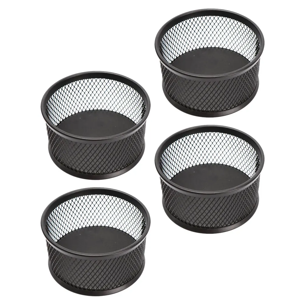 

4pcs Mesh Barrel for Paper Clips Desk Organizer Paper Clip Dispenser Black Office Supplies