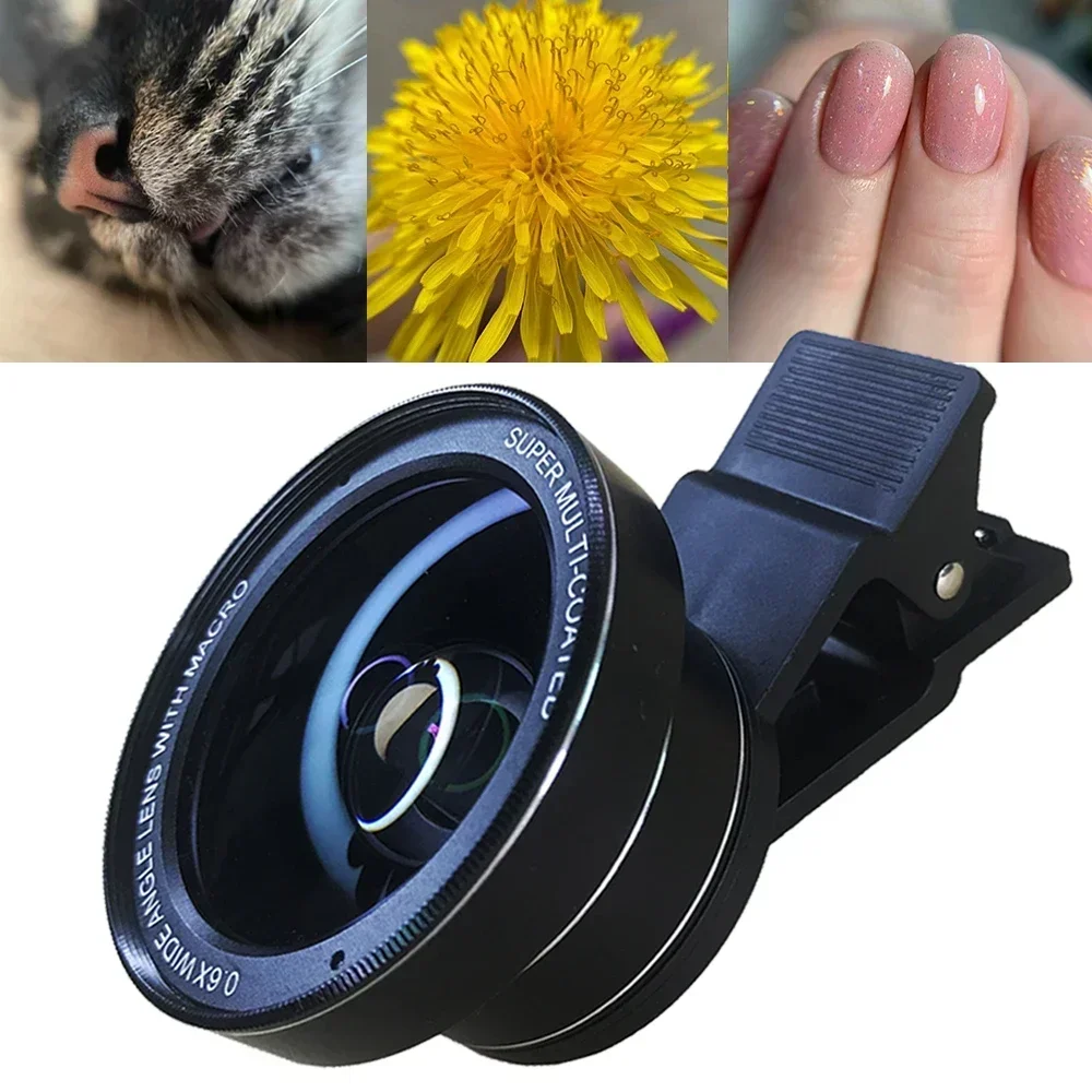 

2 IN 1 Lens Universal Clip 37mm Mobile Phone Lens Professional 0.6x Super Wide-Angle + Macro HD Lens For iPhone 13