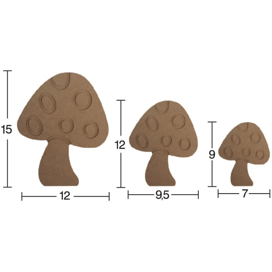 H76 3-piece mushroom Set trinket, 18mm figured wooden object