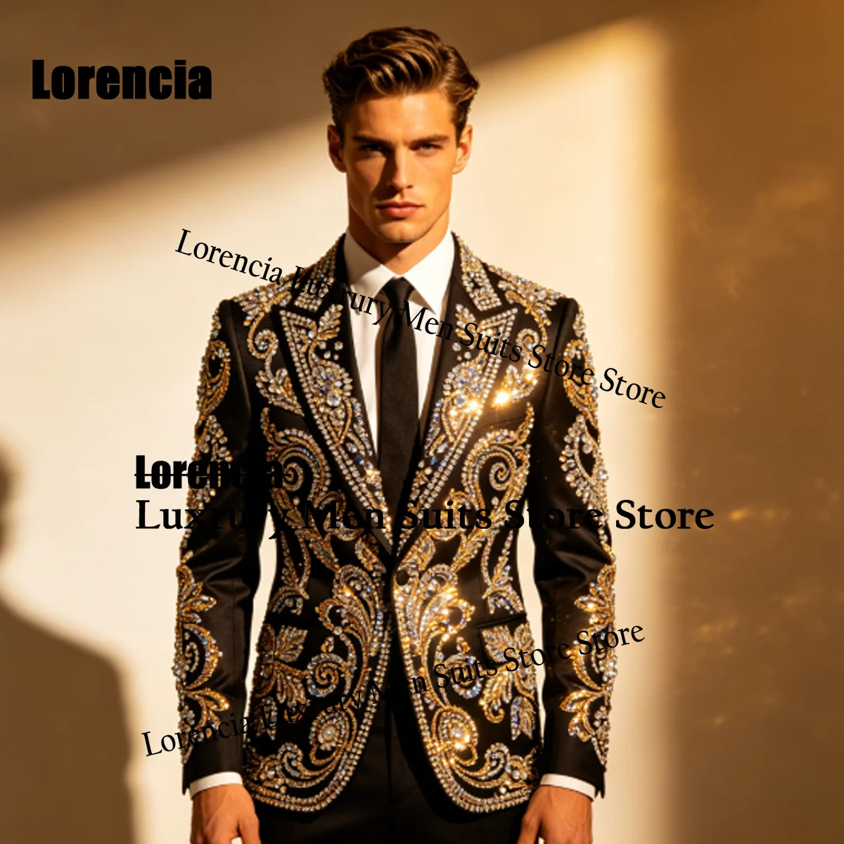 

Gorgeous Corset Men Suits Formal Sequin Lapel Prom Groom Tuxedos 2 Pieces Sets Male Wedding Blazer trajes para hombre Customized