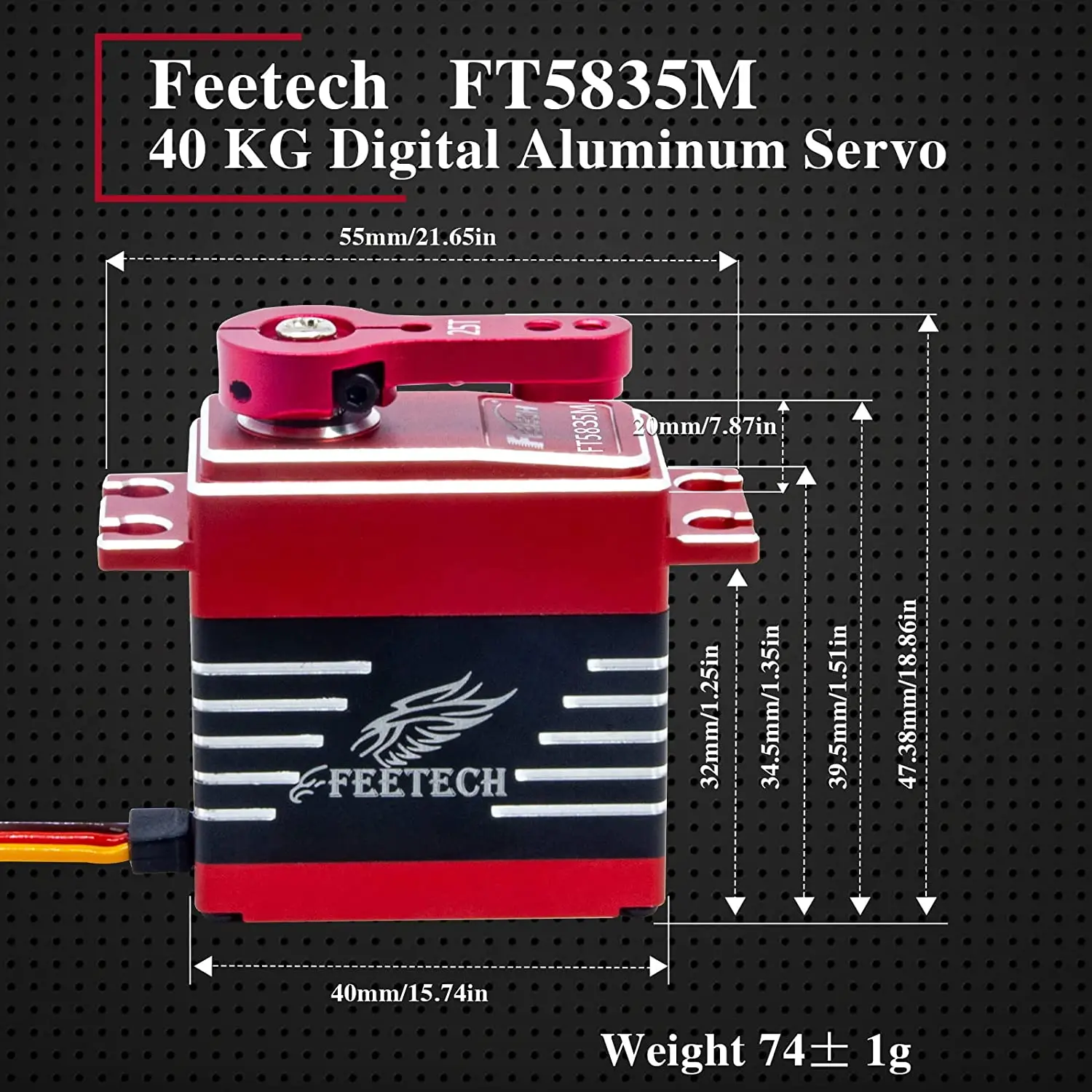Feetech FT5835M 7.4V 35KG Waterproof PWM Core Motor High Performance Servo for 1/5 Rovan,Baja RC Buggiy Truck