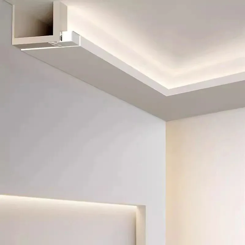 LED Aluminum Profile 1m Top Corner Linear Light Unilateral Upward Wall Washing Lamp Side Bevel Reflector Profile Strip