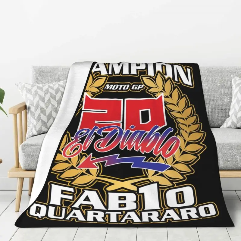 Custom Fabio Quartararo Macio Flanela Cobertor De Lã, cobertores quentes, piloto de motocicleta francês, Colcha de carro e sofá