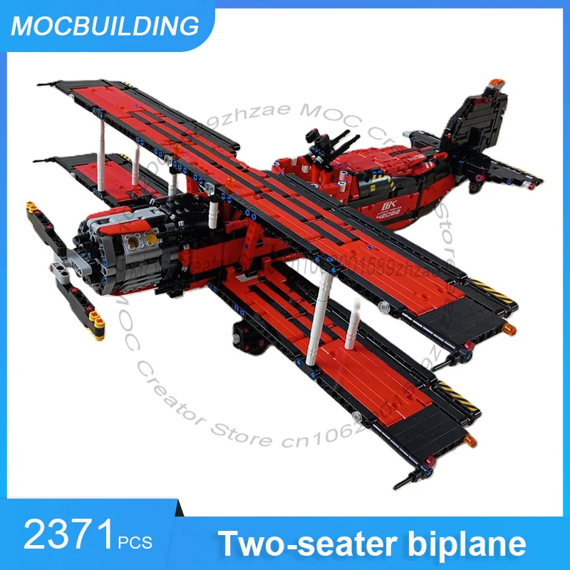 Bloques de construcción MOC biplano de dos plazas DIY montar ladrillos modelo de avión creativo colección de transporte juguetes regalos 2371 Uds