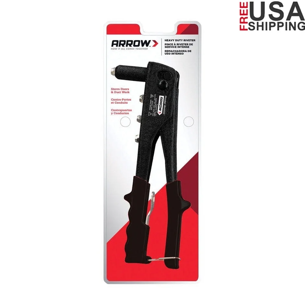 

Прочный стальной заклепочный инструмент с удобной ручкой. Сменная носовая деталь. Легкая загрузка. Заклепки 1/8 3/16 черного цвета.