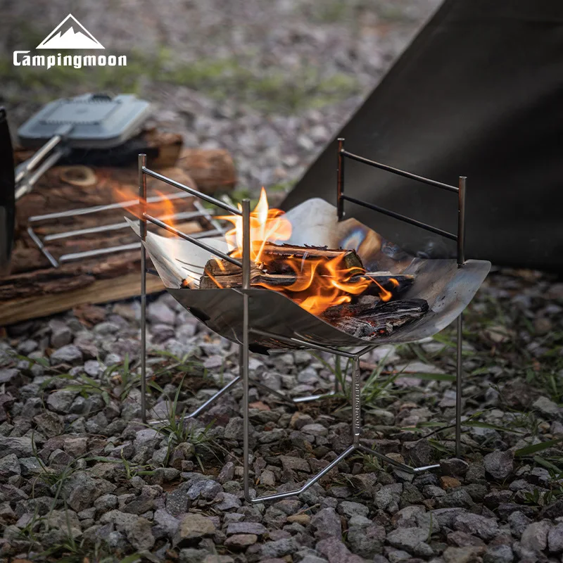 Outdoor Portable Heating Burner Fire Pit Campingmoon Solo-A4  Steel Folding Charcoal Stove