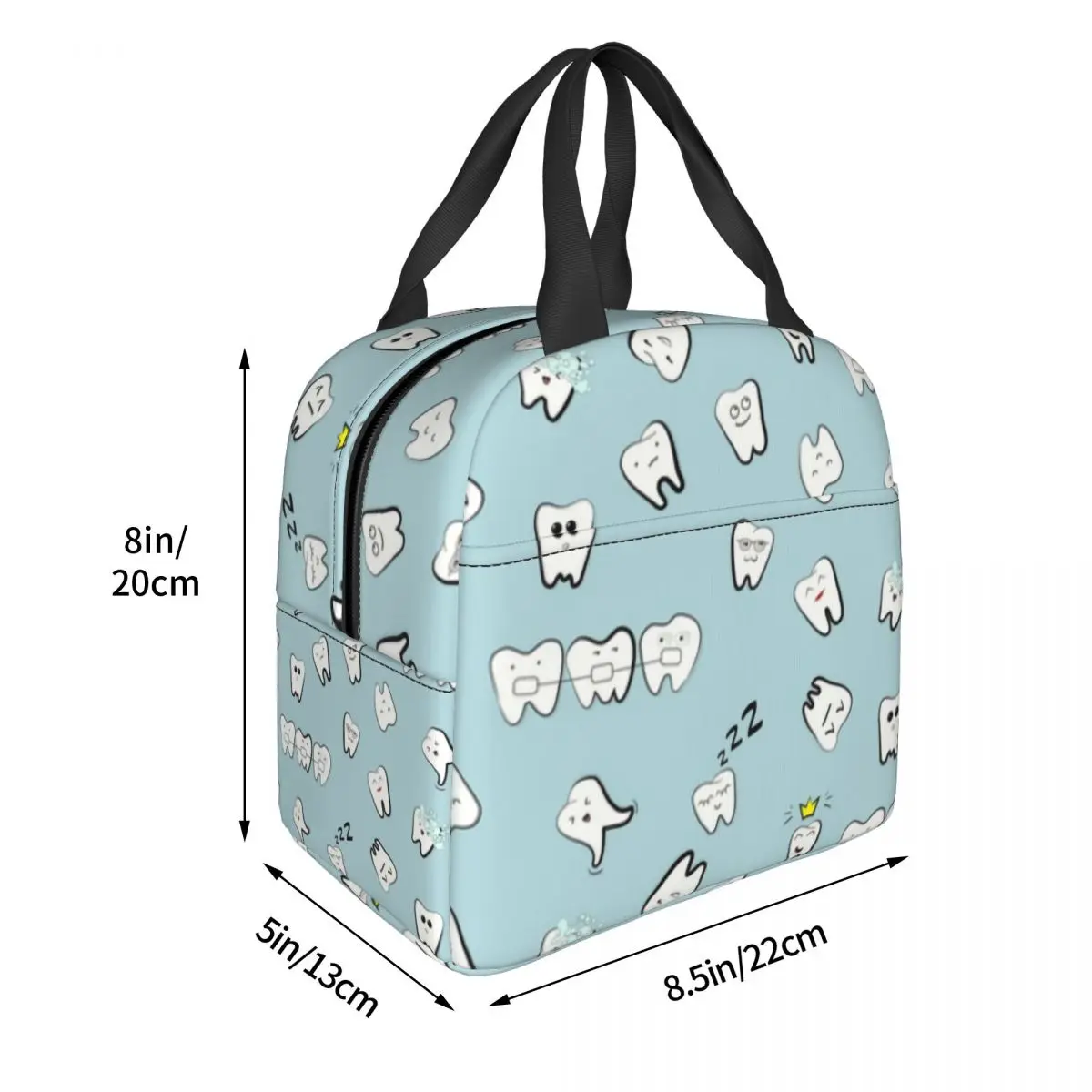 Funny Teeth Tooth Insulated Lunch Bag for Camping Travel Dentist Waterproof Picnic Thermal Cooler Lunch Box Women