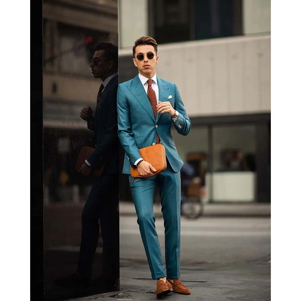 

High End Men Suits Single Breasted Peak Lapel Blazer Elegant Business Office Male Clothing 2 Piece Jacket Pants Terno Costume