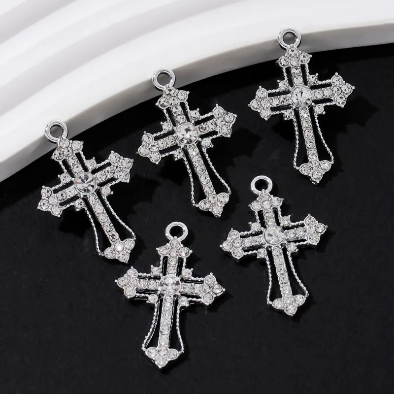 10pcs New Fashion Cross Enamel Keychain Glaring Religious Christian Pendants For Making Handmade DIY Jewelry Accessories Finding