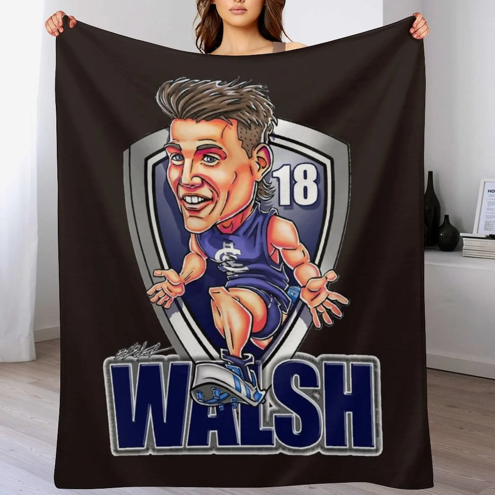 

Sam Walsh cartoon - Carlton Blues - Unique artwork by BrockerClassic T-Shirt Throw Blanket Summer Beddings Shaggy Blankets