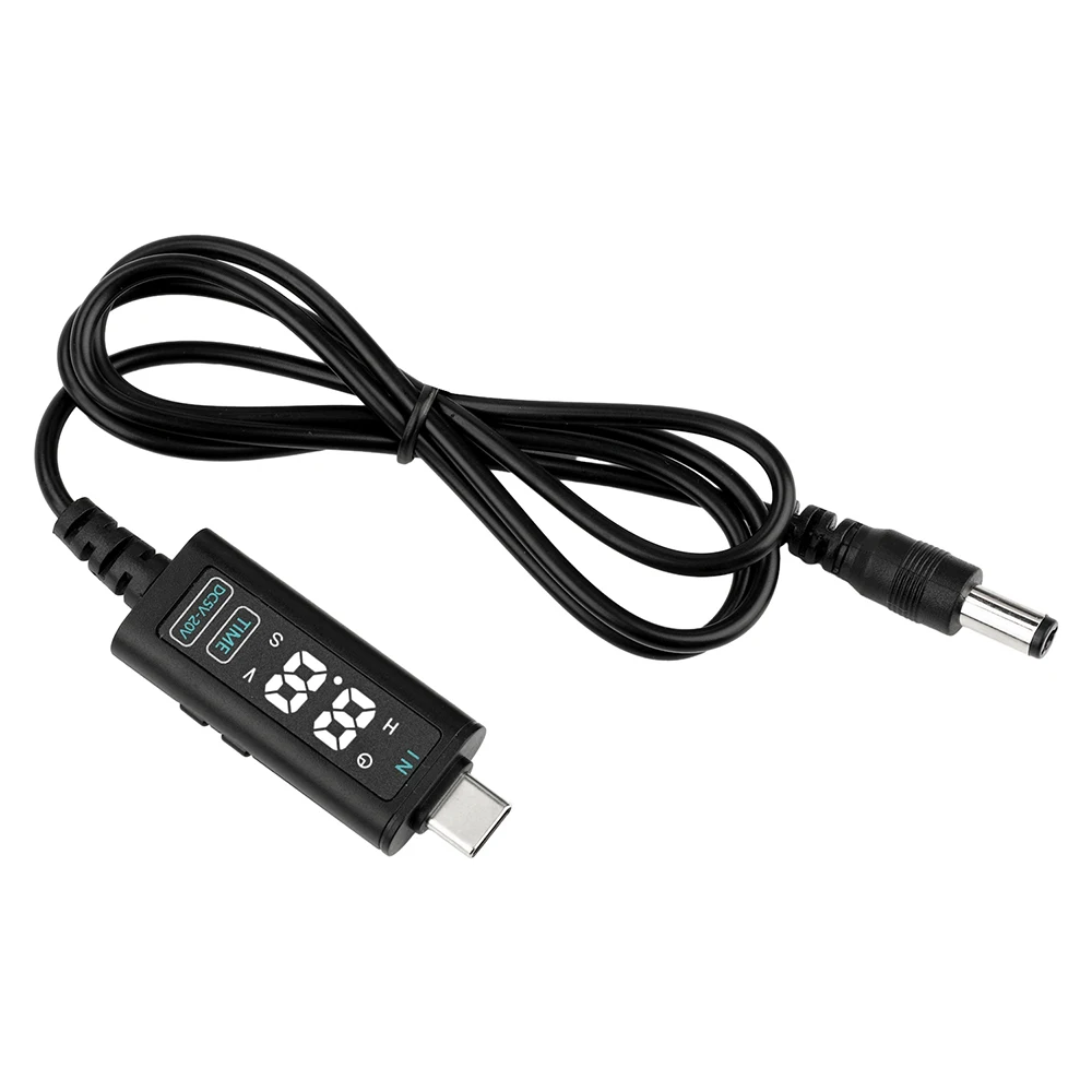 USB/Typ-C-Boost-Kabel DC 5 V auf 12 V, 20 V, einstellbarer Spannungswandler mit Legierungsanschlüssen für Router, Laptop, schnelles Aufladen