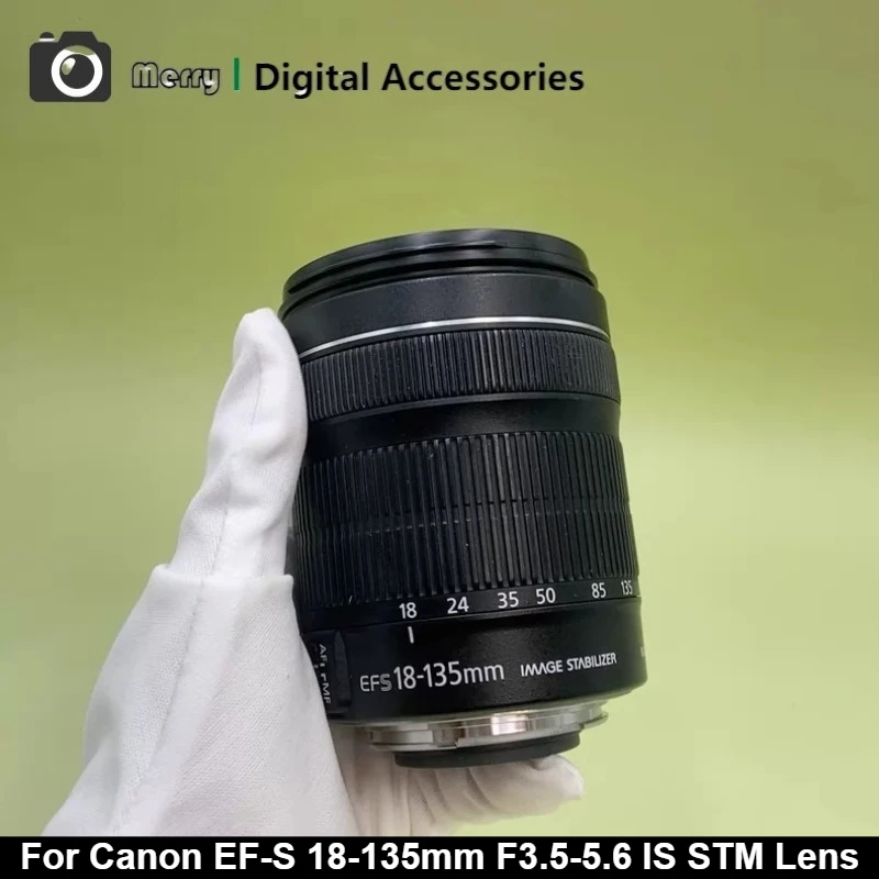 Lente zoom teleobjetivo gran angular EF-S 18-135mm f3.5-5.6 IS STM 95% nuevo y original con estabilización de imagen IS para cámaras DSLR Canon 80D 77D 90D 600D 700D
