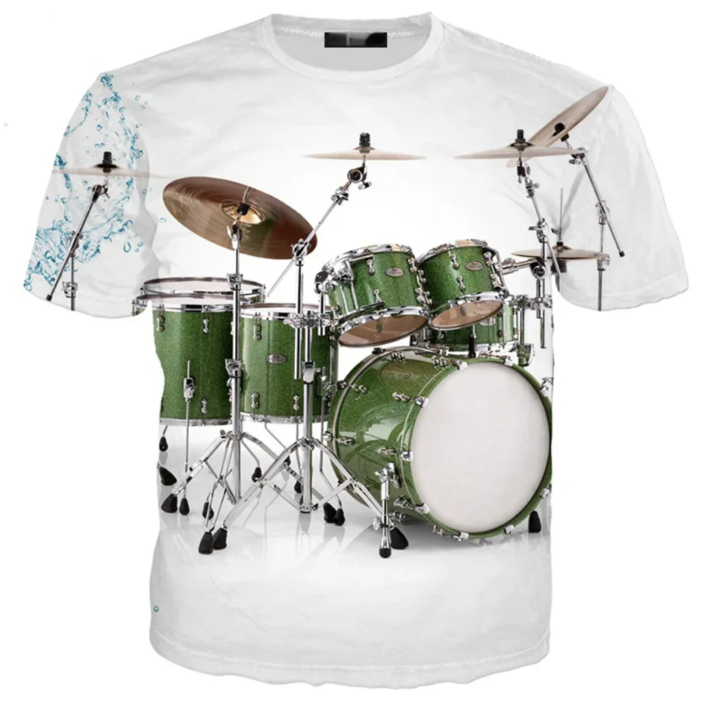 Electronic Drum Instrument Graphic T Shirts Musical Rock Style Oversized T Shirt Hip-Hop Harajuku Street Unisex Round Neck Tees