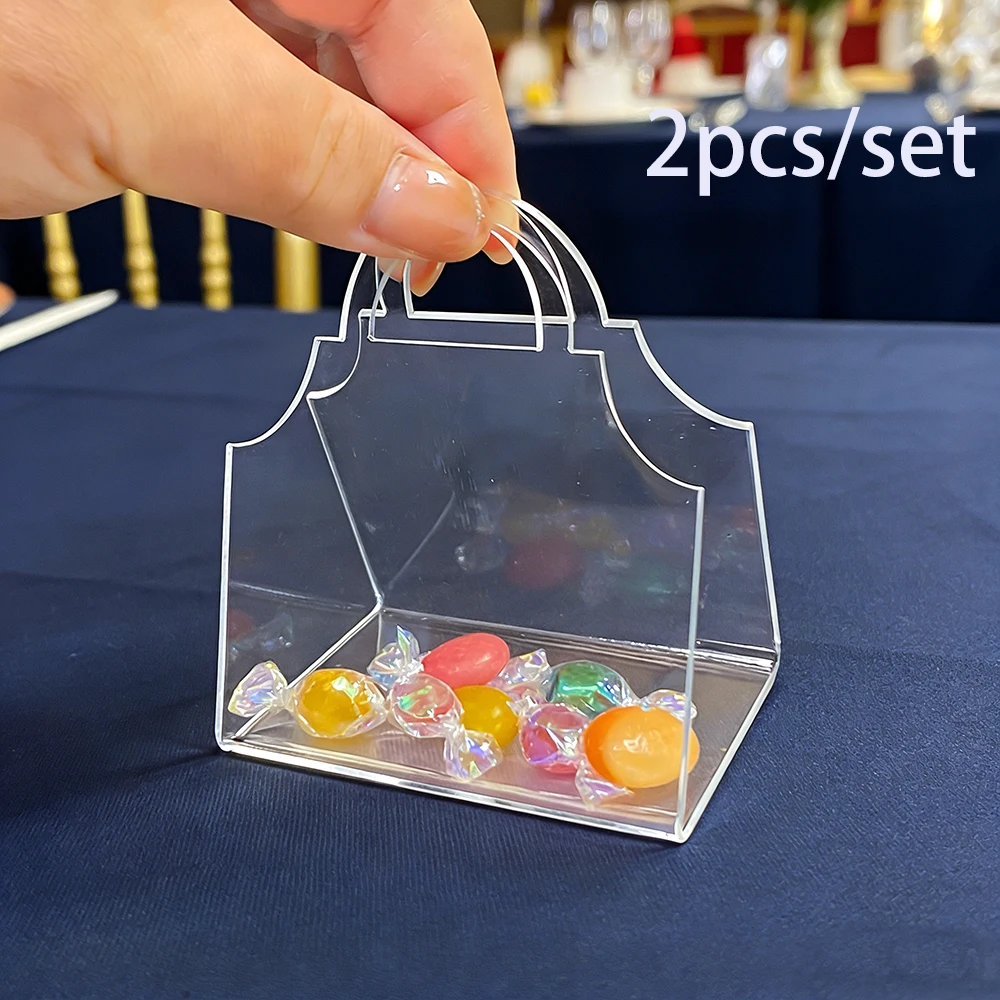 2pcs Transparent Acrylic Household Jewelry Storage Box Portable Candy Gift Boxes Suitable for Birthdays and Engagement Parties