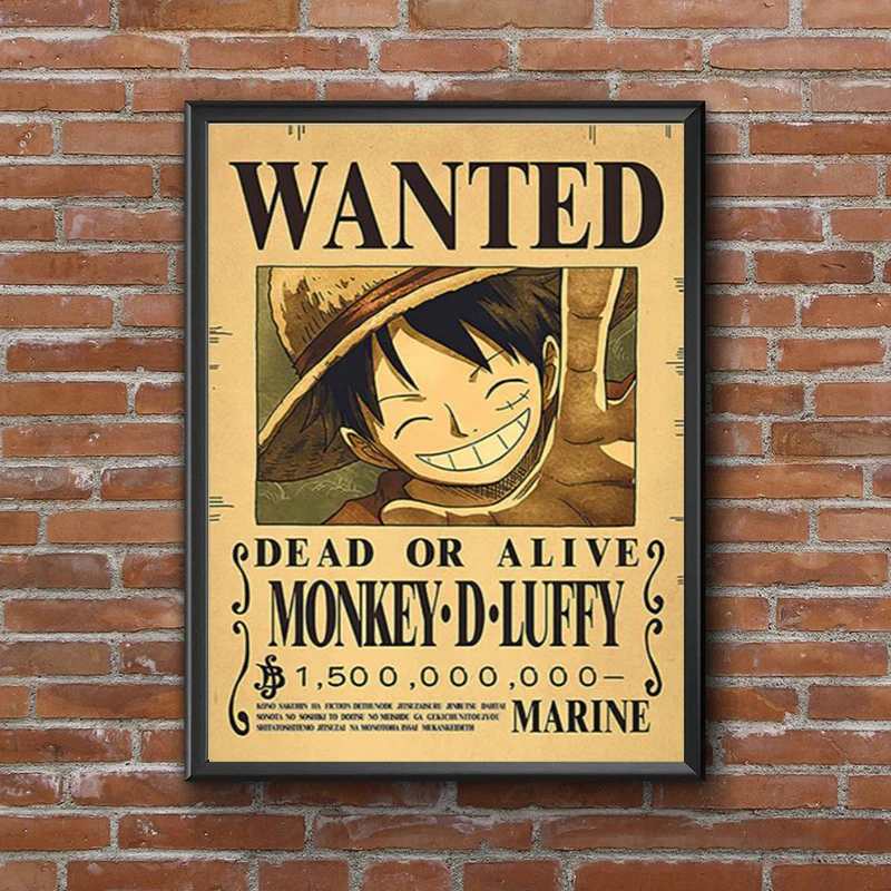 Japan Anime Wanted Retro Canvas Painting One Piece Luffy Roronoa Zoro Chopper Art Posters Print Mural Home Wall Aesthetic Decor