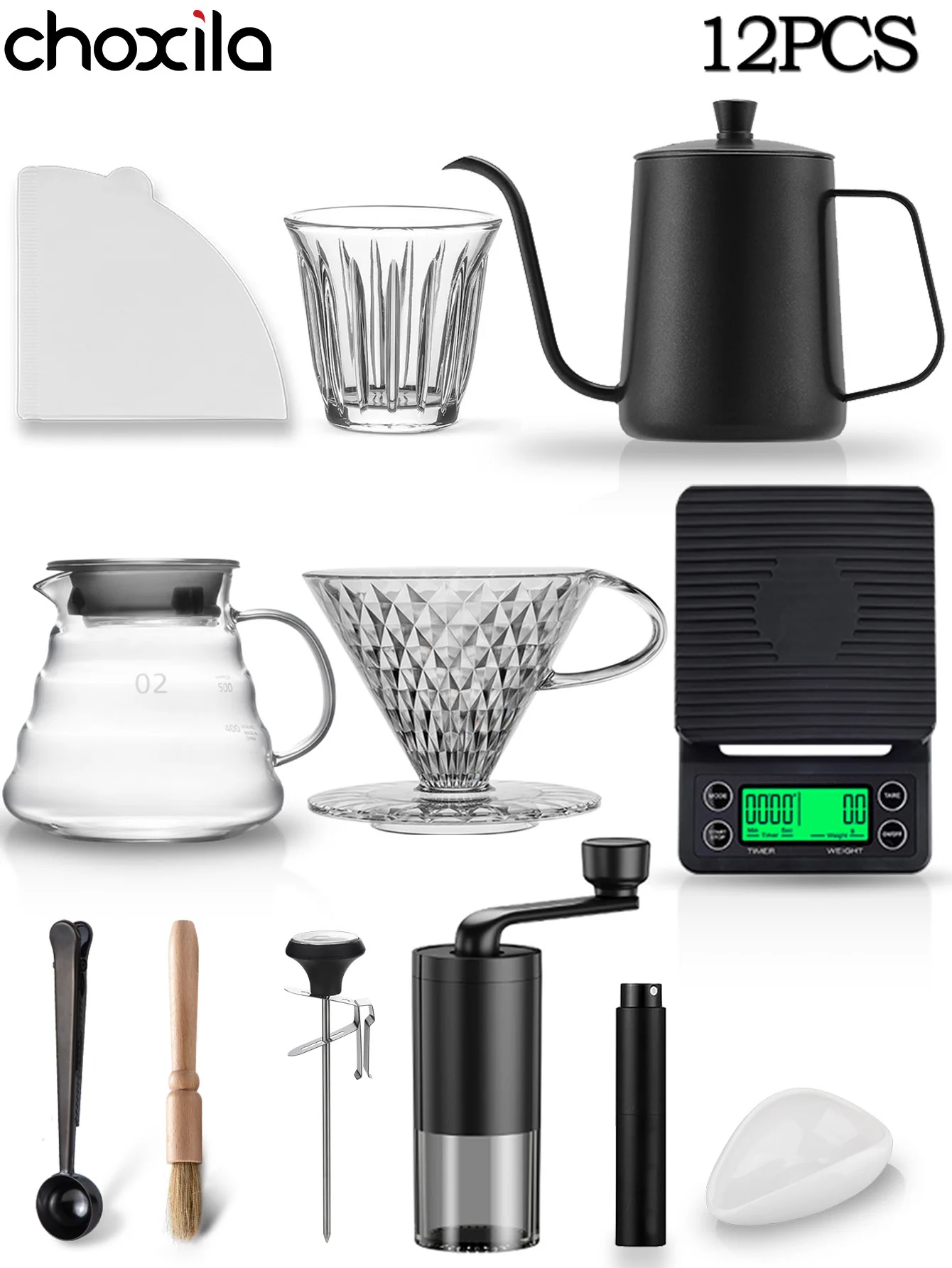 V02 Coffee Drip Set, 4/6/8/10/12 Piece Drip Coffee Maker Set, Pour-Over Coffee Set