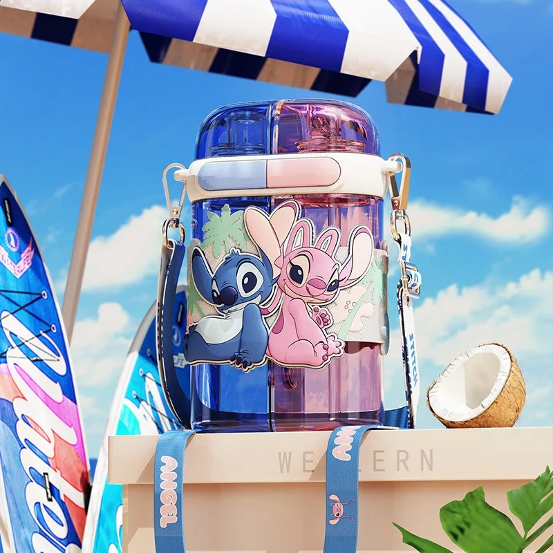 

Stitch Water Cup High Appearance Level Cute Straw Cup One Double-compartment Portable Large-capacity Plastic Cup