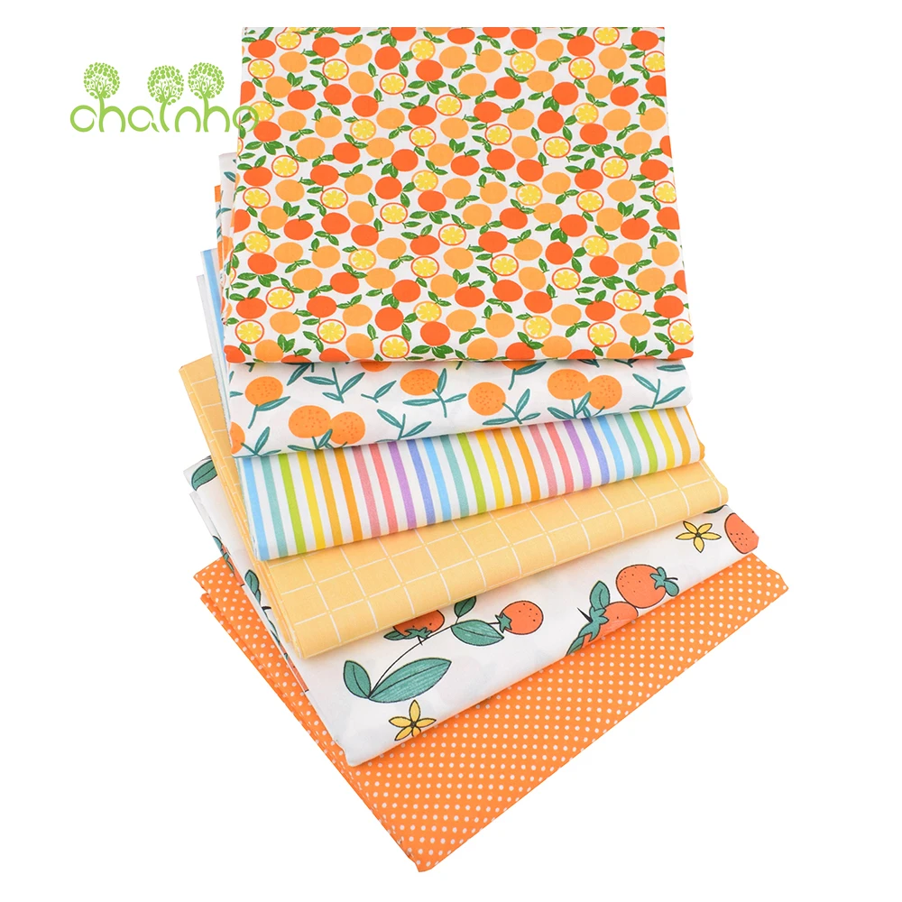 Chainho,Printed Twill Cotton Fabric,Patchwork Cloth For DIY Sewing Quilting Baby&Child\'s Bedding Material,6pcs/Lot,Fruit Series