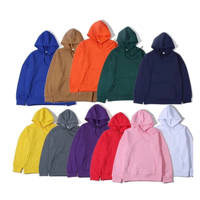 

Men's and Women's Solid Color Pocket Hoodies Sports Fitness Sweatshirts Fashionable Casual Pullovers Multi Color