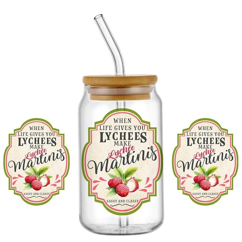 

New Design Fruit Wine Label 3D Decal UV DTF Cup Wraps for 16oz Waterproof Transfer Sticker Glasses DIY Mug Phone Sticker