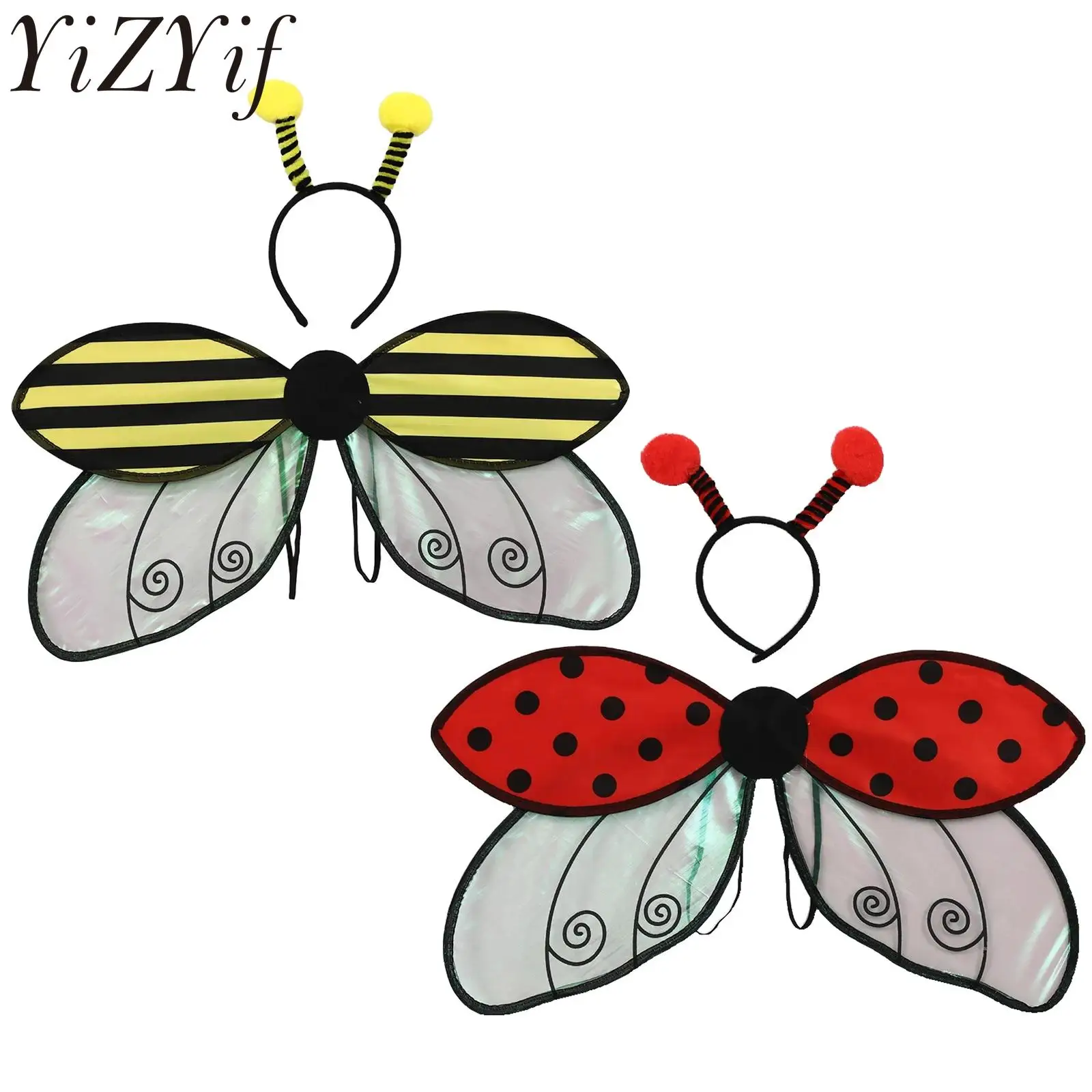 Bumblese Bee Costume di Halloween Ali e fascia per api Set per donne Bambini Bambini Adulti Bumblebee Accessori per feste cosplay