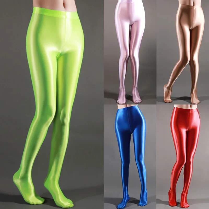 Women NEW Satin Glossy Tights Pantyhose Sexy Stockings Shiny Yoga Leggings Sport Tights Women Fitness High Waist