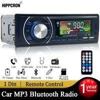 Hippcron-Radio para coche, receptor estéreo de 1 DIN, FM, Bluetooth, reproductor de Audio MP3, teléfono móvil, manos libres, Digital, USB/TF con entrada auxiliar en el tablero