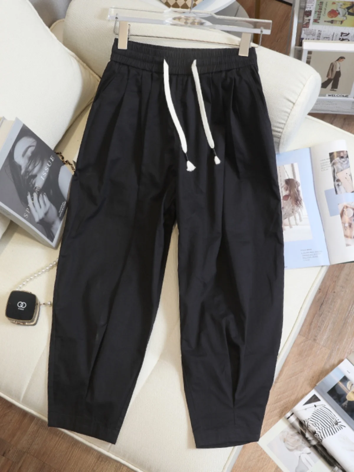 

Loose Fitted Korean Sle Retro Workwear Pants Nine-Tenths Thin Casual Sweatpants Trendy Extra Large Size Men's Clothing