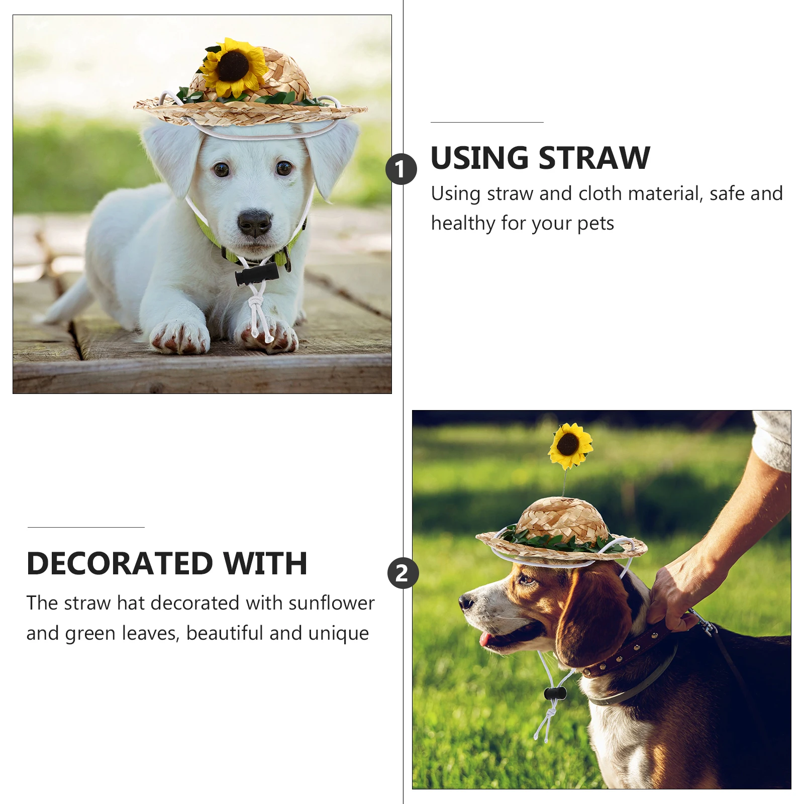 

1pc Straw Adjustable Dog Sunflower Pet Sun Cap Cat Sun Cap Party Photo Prop Summer Summer Pet Sunhat Spring Supplies