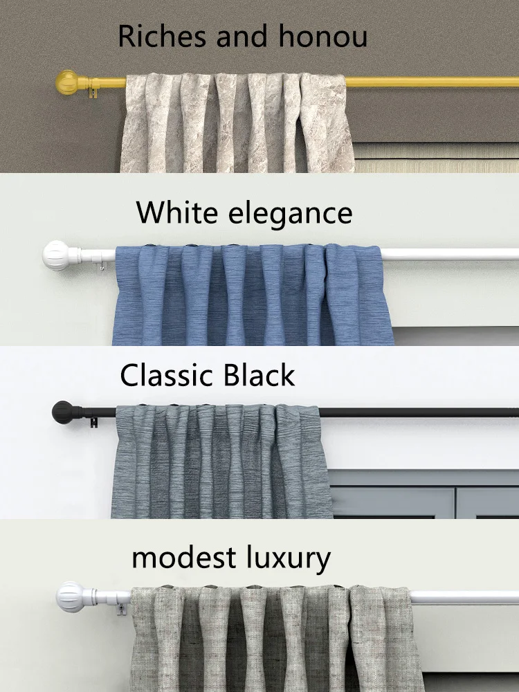 5/8 Zoll Metall-Gardinenstange/Römerstange, maximale Länge 45 Zoll - 147 Zoll, geeignet für 1m, 2m, 3m Fenster, verstellbares Gardinenstangensystem, moderner Dekorationsstil. – Detail 6