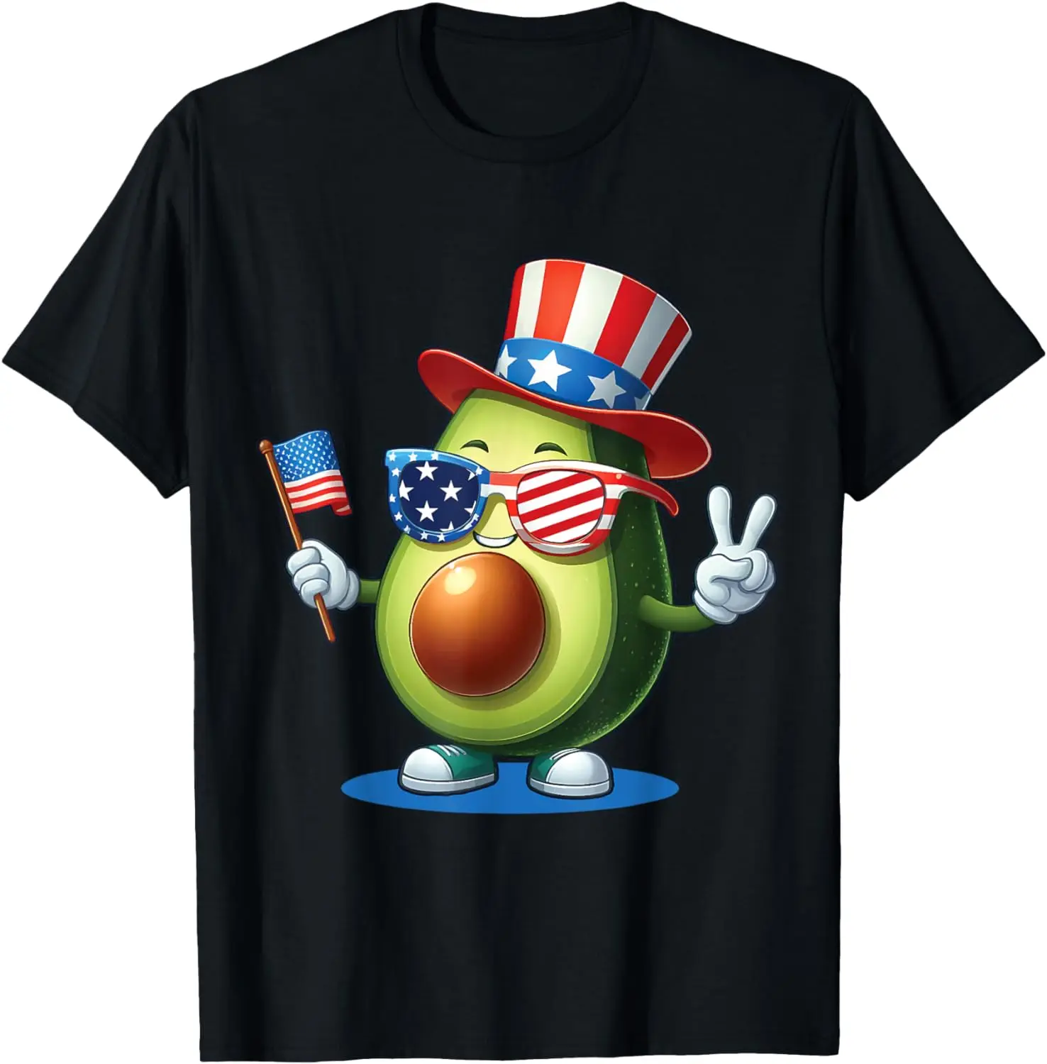 

Patriotic Avocado 4th Of July American USA Flag Sunglasses T-Shirt