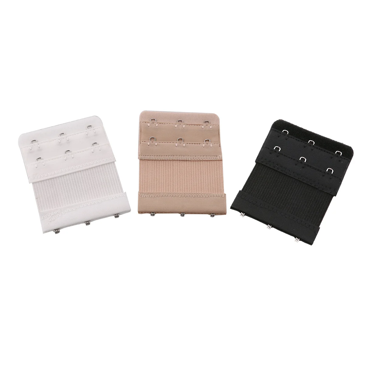 

3Pcs Bra Lingerie Extenders Elastic Cotton Stainless Steel 3 Hook 2 Rows Adjustable Strap Extension Black White Nude