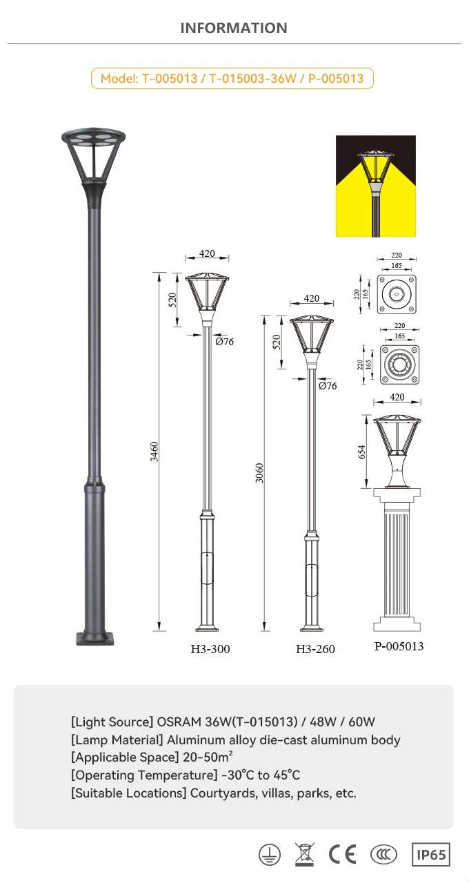 Wholesale lamp holder only provides lamp customization Electric garden street light effect One-stop design Outdoor lighting