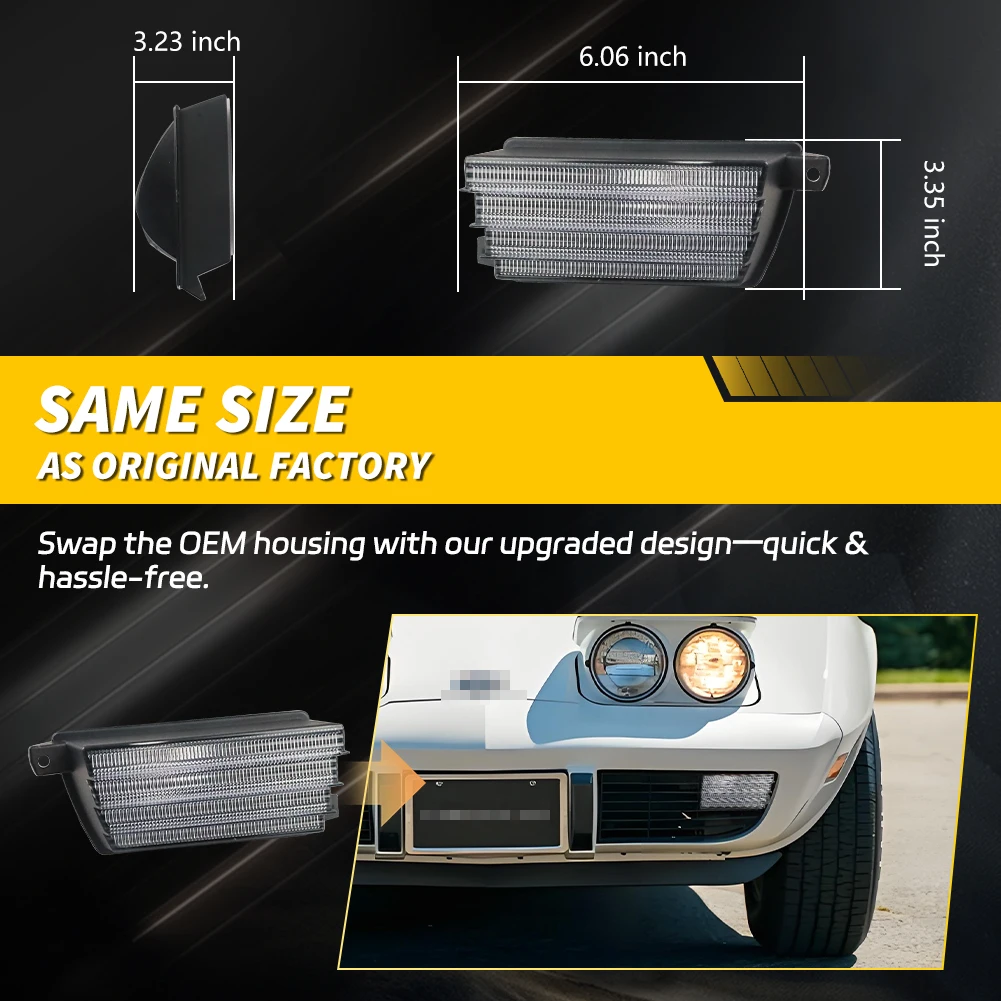 2 قطعة المصد الأمامي مصباح إيقاف السيارة بدوره مصباح إشارة DRL غطاء خفيف ل 1975 1976 1977 1978 1979 شيفروليه كورفيت C3 لا لمبة